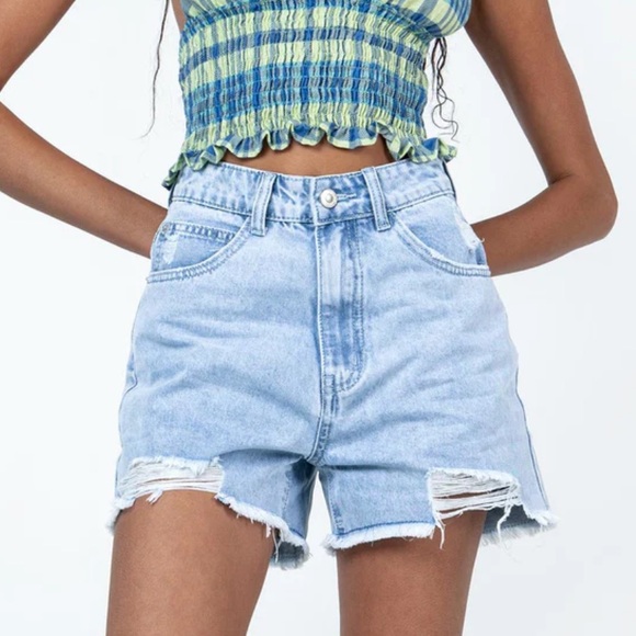 Princess Polly Pants - Geneva Light Wash Denim Shorts - US 2 / Denim